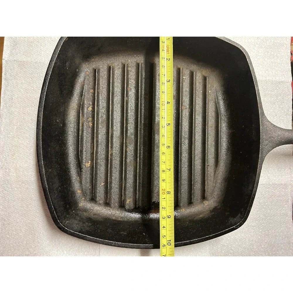 Cracker Barrel Original Cast Iron Square Skillet Grill Appears New Estate Fresh!
